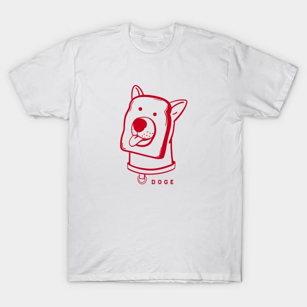 Slice of bread and doge face a funny and weird awesomeness in red ink T-Shirt by croquis design